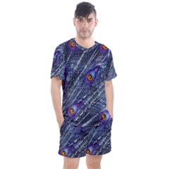 Peacock Feathers Color Plumage Men s Mesh Tee And Shorts Set