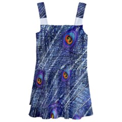 Peacock Feathers Color Plumage Kids  Layered Skirt Swimsuit