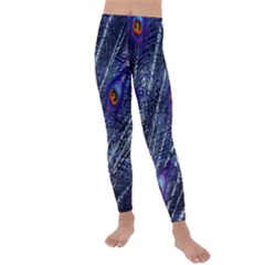 Peacock Feathers Color Plumage Kids  Lightweight Velour Leggings