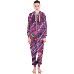 Peacock Feathers Color Plumage Hooded Jumpsuit (ladies)  by Wegoenart