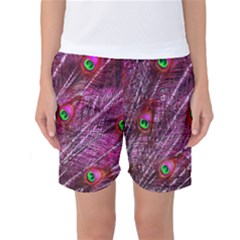 Peacock Feathers Color Plumage Women s Basketball Shorts by Wegoenart