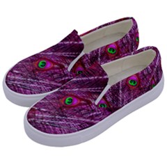 Peacock Feathers Color Plumage Kids  Canvas Slip Ons by Wegoenart