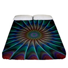 Fractal Peacock Rendering Fitted Sheet (california King Size) by Wegoenart