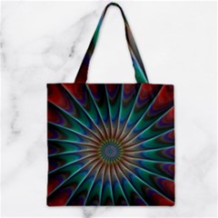 Fractal Peacock Rendering Zipper Grocery Tote Bag by Wegoenart