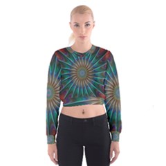 Fractal Peacock Rendering Cropped Sweatshirt