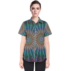 Fractal Peacock Rendering Women s Short Sleeve Shirt