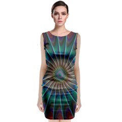 Fractal Peacock Rendering Sleeveless Velvet Midi Dress by Wegoenart