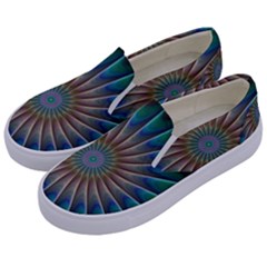 Fractal Peacock Rendering Kids  Canvas Slip Ons by Wegoenart