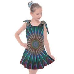 Fractal Peacock Rendering Kids  Tie Up Tunic Dress