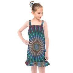 Fractal Peacock Rendering Kids  Overall Dress