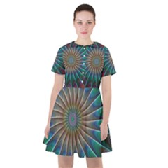 Fractal Peacock Rendering Sailor Dress