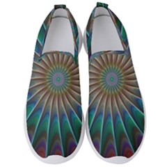 Fractal Peacock Rendering Men s Slip On Sneakers