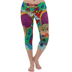 Supersonic Armadillo Capri Yoga Leggings by chellerayartisans