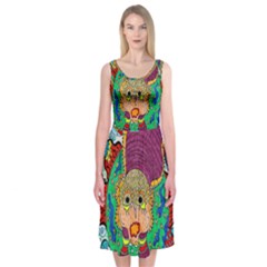 Supersonic Armadillo Midi Sleeveless Dress by chellerayartisans