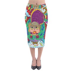 Supersonic Armadillo Velvet Midi Pencil Skirt by chellerayartisans