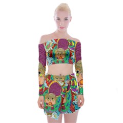 Supersonic Armadillo Off Shoulder Top With Mini Skirt Set by chellerayartisans