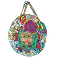 Supersonic Armadillo Giant Round Zipper Tote by chellerayartisans