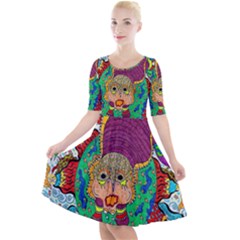 Supersonic Armadillo Quarter Sleeve A-line Dress