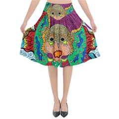 Supersonic Armadillo Flared Midi Skirt by chellerayartisans