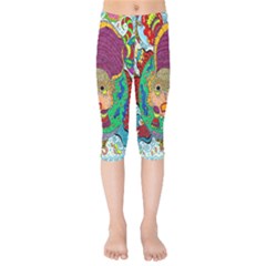 Supersonic Armadillo Kids  Capri Leggings  by chellerayartisans