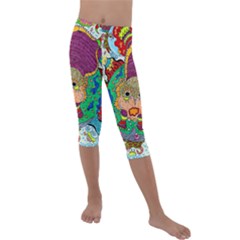 Supersonic Armadillo Kids  Lightweight Velour Capri Leggings  by chellerayartisans