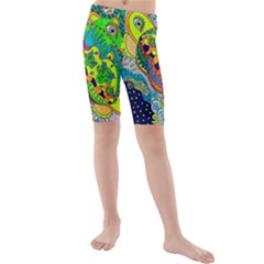 Cosmic Lizards With Alien Spaceship Kids  Mid Length Swim Shorts