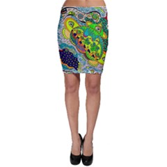 Cosmic Lizards With Alien Spaceship Bodycon Skirt by chellerayartisans