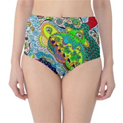 Cosmic Lizards With Alien Spaceship Classic High-waist Bikini Bottoms by chellerayartisans