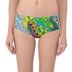 Cosmic Lizards With Alien Spaceship Mid-waist Bikini Bottoms by chellerayartisans