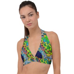 Cosmic Lizards With Alien Spaceship Halter Plunge Bikini Top by chellerayartisans