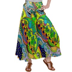 Cosmic Lizards With Alien Spaceship Satin Palazzo Pants