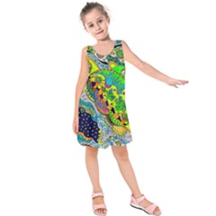 Cosmic Lizards With Alien Spaceship Kids  Sleeveless Dress by chellerayartisans