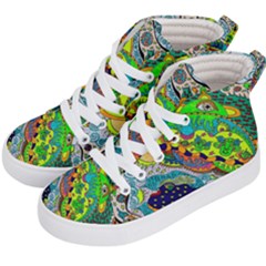 Cosmic Lizards With Alien Spaceship Kid s Hi-top Skate Sneakers by chellerayartisans