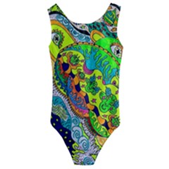 Cosmic Lizards With Alien Spaceship Kids  Cut-out Back One Piece Swimsuit