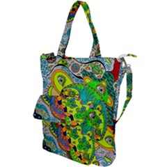 Cosmic Lizards With Alien Spaceship Shoulder Tote Bag