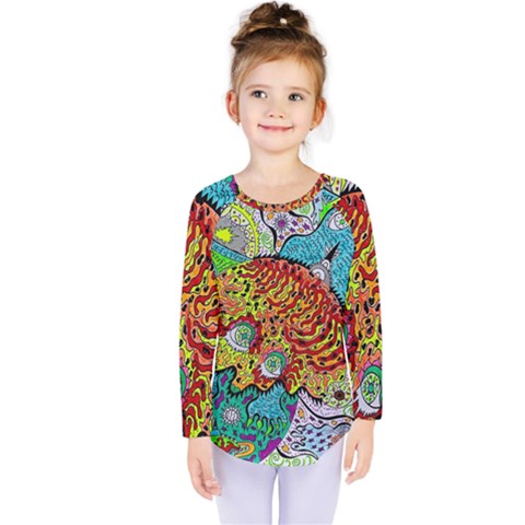 Supersonic Lavahead Lizard Kids  Long Sleeve Tee by chellerayartisans