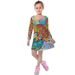 Supersonic Lavahead Lizard Kids  Long Sleeve Velvet Dress