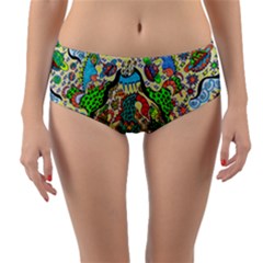 Supersonic Volcanic Sunmoon Faces Reversible Mid-waist Bikini Bottoms by chellerayartisans