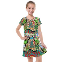 Supersonic Volcanic Sunmoon Faces Kids  Cross Web Dress by chellerayartisans