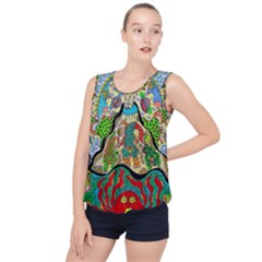 Supersonic Volcanic Sunmoon Faces Bubble Hem Chiffon Tank Top