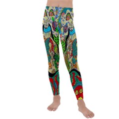 Supersonic Volcanic Sunmoon Faces Kids  Lightweight Velour Leggings