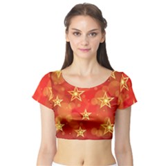 Background Christmas Decoration Short Sleeve Crop Top by Simbadda