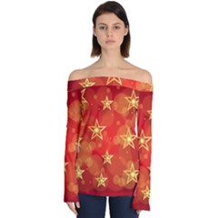 Background Christmas Decoration Off Shoulder Long Sleeve Top by Simbadda