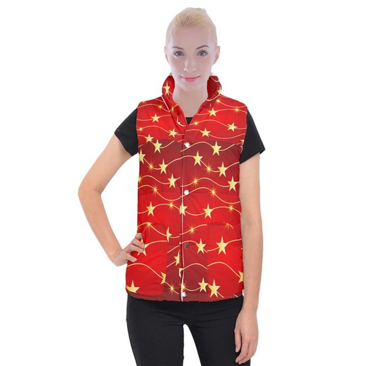 Background Christmas Decoration Women s Button Up Vest