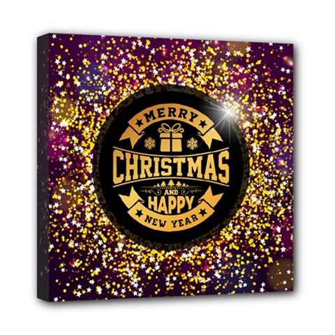 Christmas Golden Labels Xmas Mini Canvas 8  X 8  (stretched)