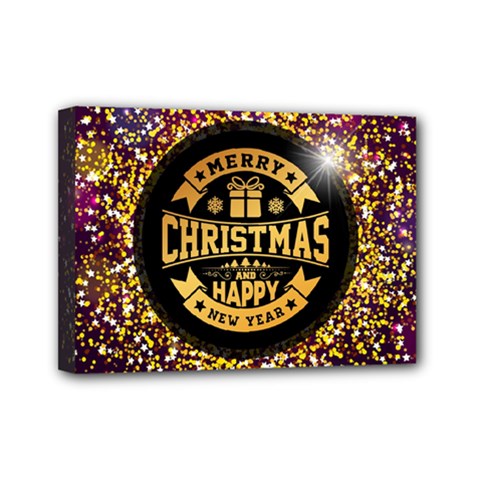 Christmas Golden Labels Xmas Mini Canvas 7  X 5  (stretched) by Simbadda