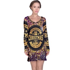 Christmas Golden Labels Xmas Long Sleeve Nightdress by Simbadda