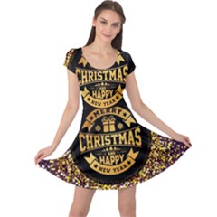 Christmas Golden Labels Xmas Cap Sleeve Dress by Simbadda