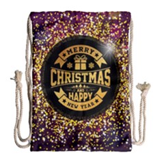 Christmas Golden Labels Xmas Drawstring Bag (large) by Simbadda