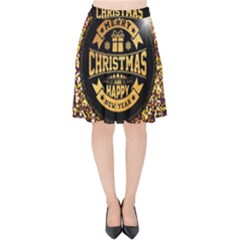 Christmas Golden Labels Xmas Velvet High Waist Skirt by Simbadda